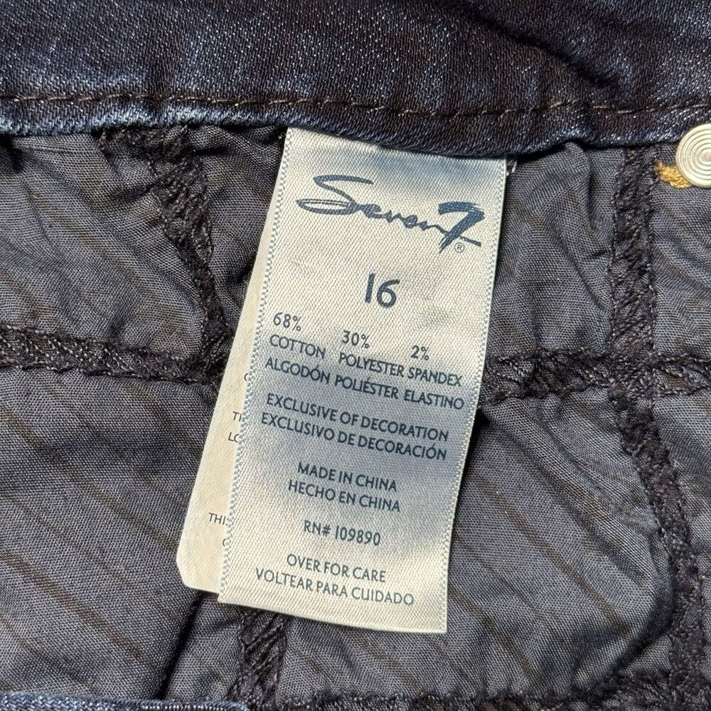 Seven7 Womens 16 High Rise Skinny Jeans Blue Dark Wash Stretch Tummyless EUC - Picture 10 of 14